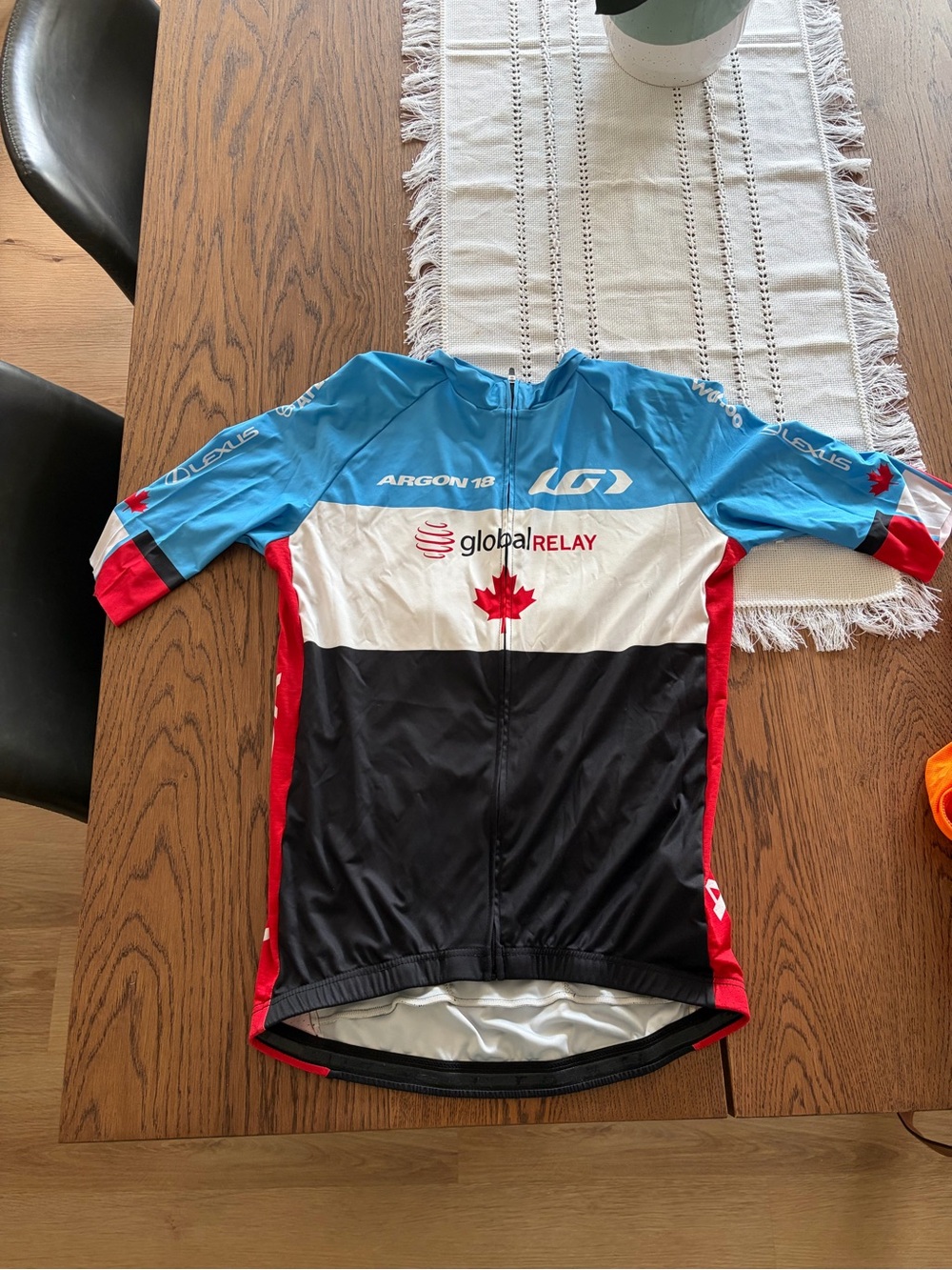 Men’s Cycling Jersey — Blue White Black with Red Accents